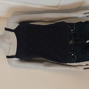 Lord and Taylor Navy Beaded Tank Top Size Medium